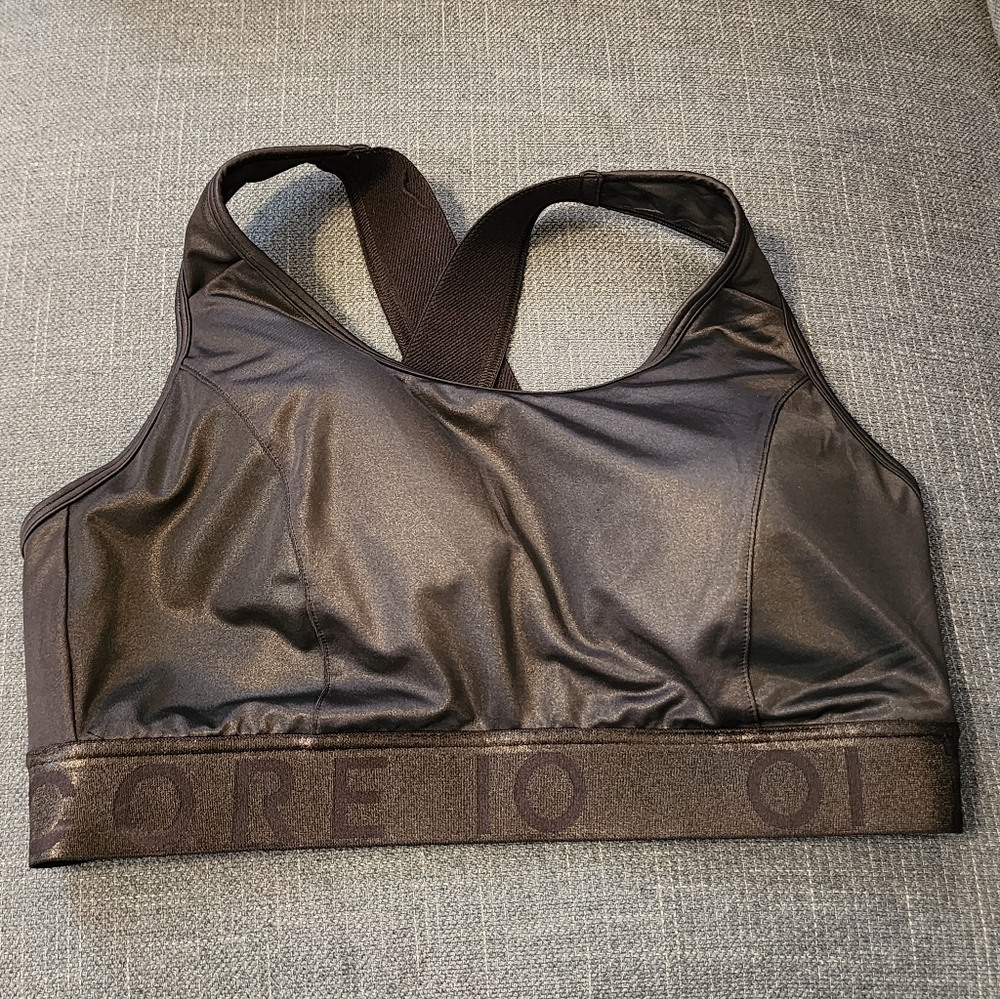 Coreio Metallic Brown Sports Bra, Size 1X NWOT